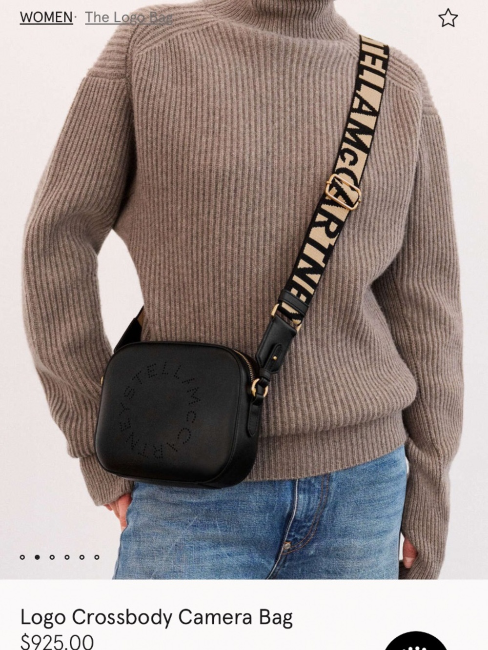 Stella McCartney Black Perforated Logo Camera Crossbody Bag